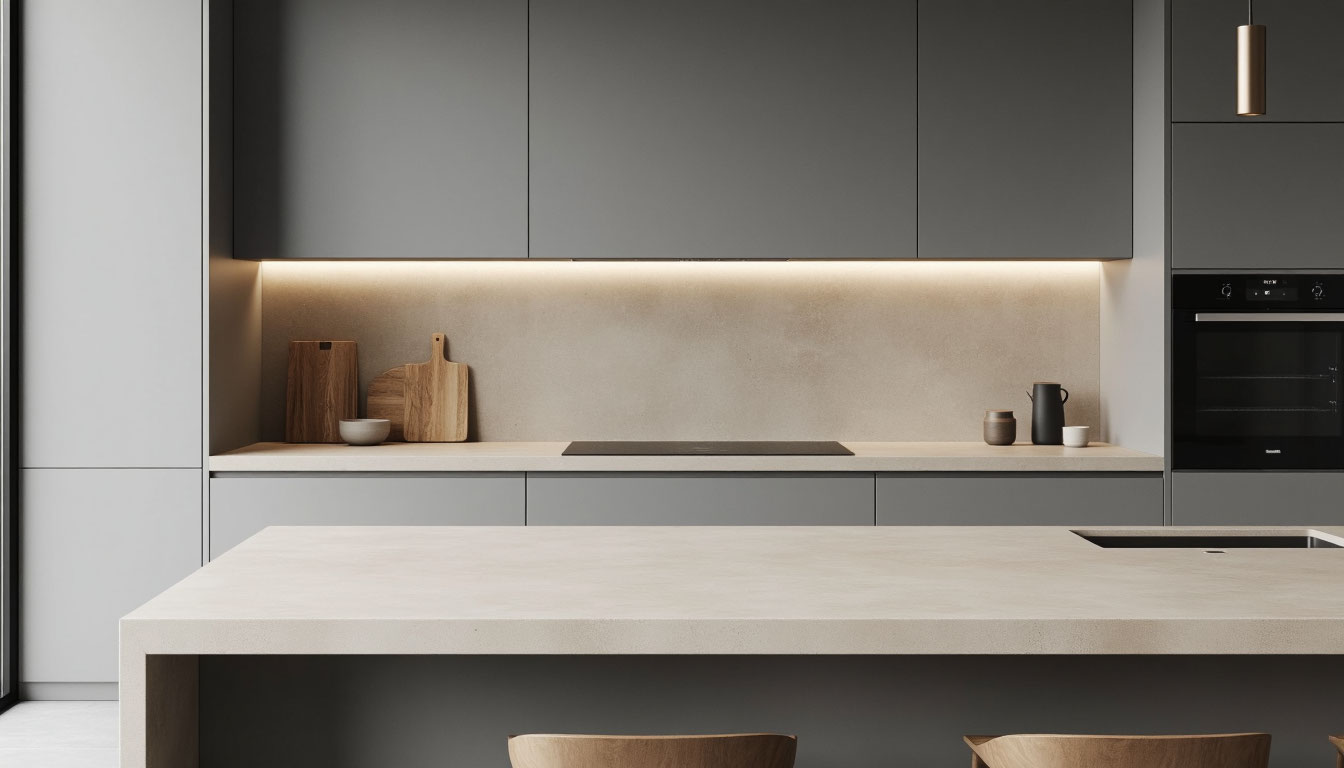 бежевая столешница из искусственного камня бежевая столешница из искусственного камня